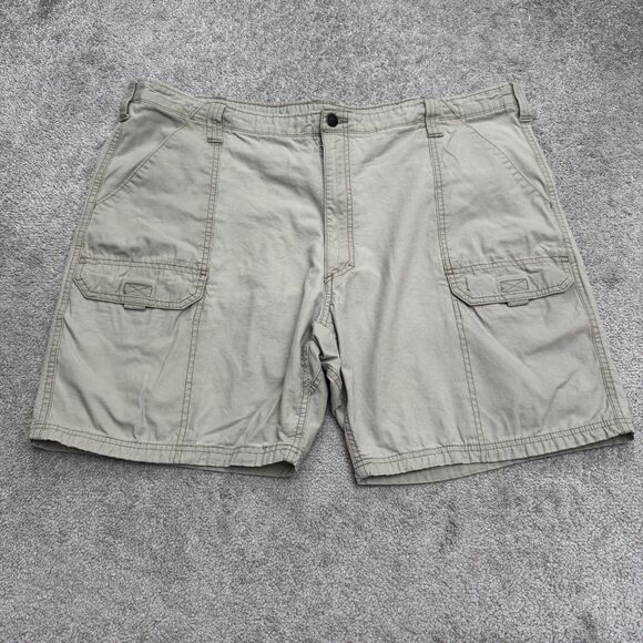 Wrangler Outdoor Performance Cargo Shorts Mens 42 Tan Khaki Cotton Hiking Trail - Picture 1 of 16